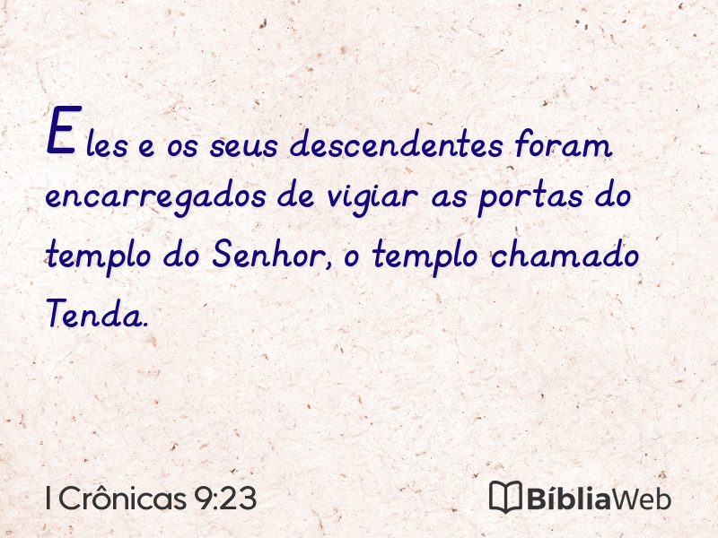 I Crônicas 9:23 em imagem para compartilhar