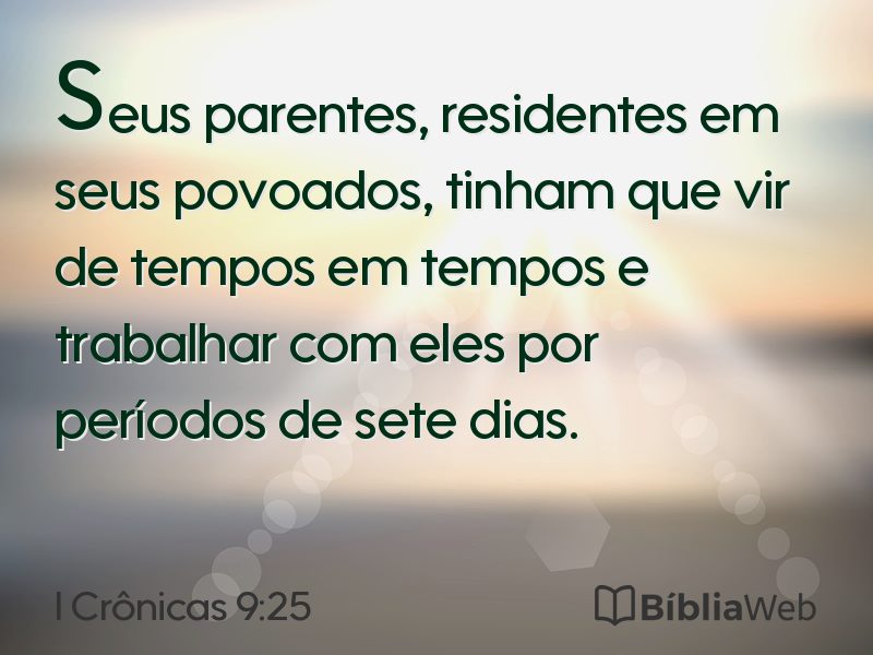 I Crônicas 9:25 em imagem para compartilhar