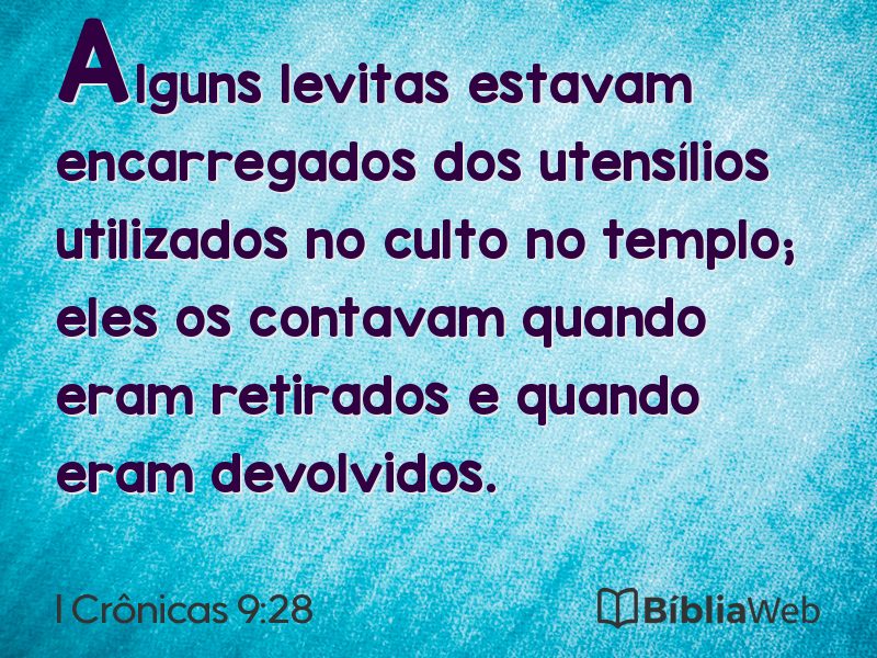 I Crônicas 9:28 em imagem para compartilhar