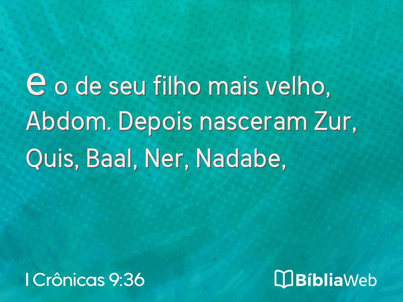 I Crônicas 9:36 em imagem para compartilhar