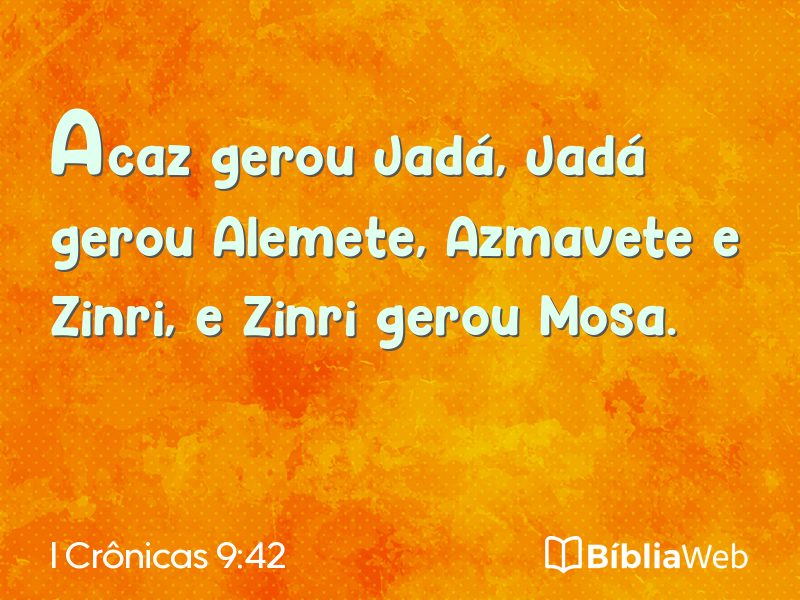 I Crônicas 9:42 em imagem para compartilhar