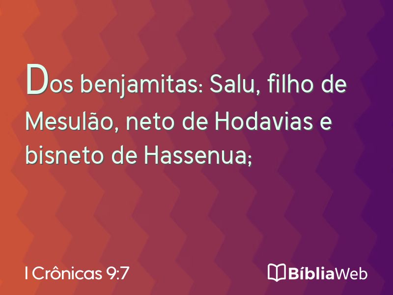 I Crônicas 9:7 em imagem para compartilhar