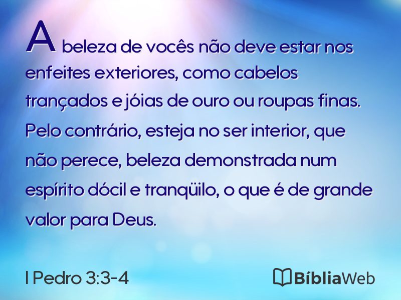 I Pedro 3:3-4 em imagem para compartilhar