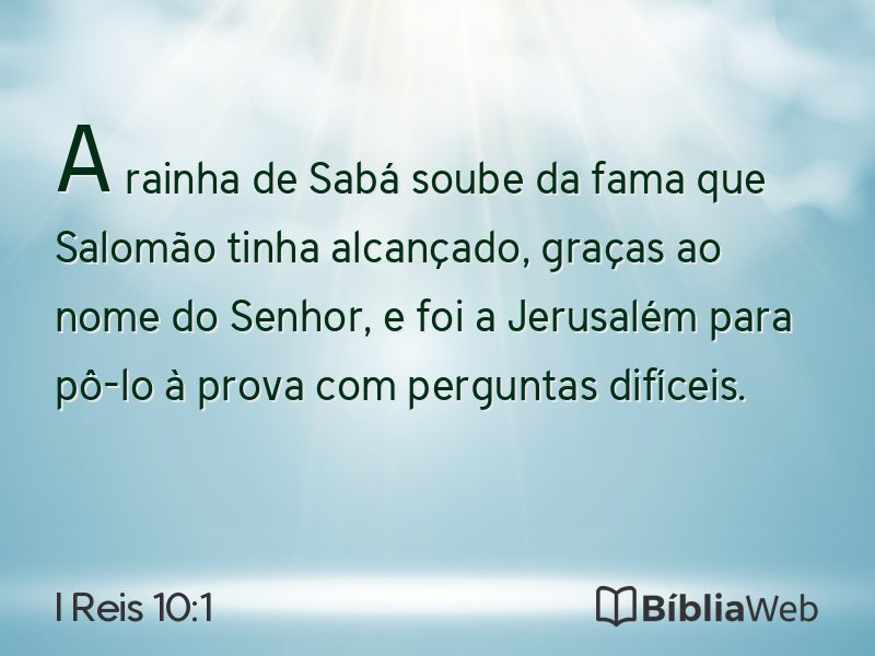I Reis 10:1 em imagem para compartilhar