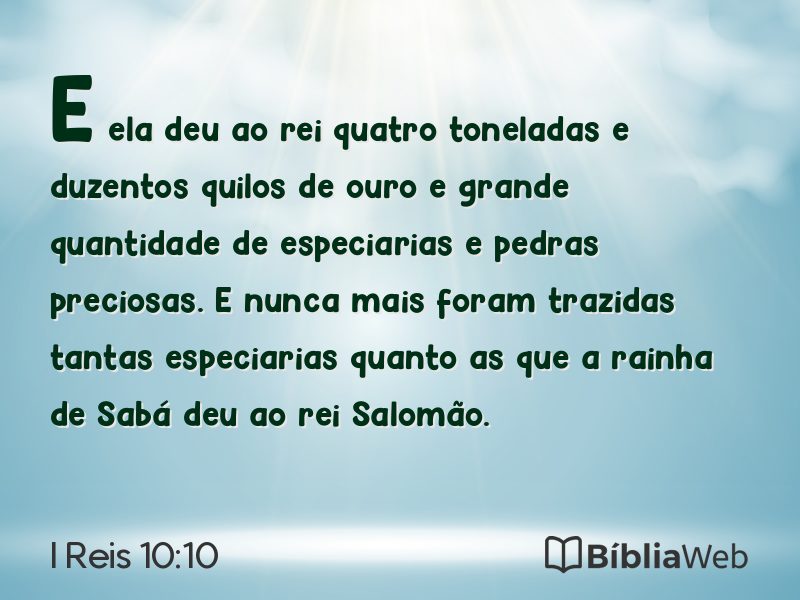 I Reis 10:10 em imagem para compartilhar