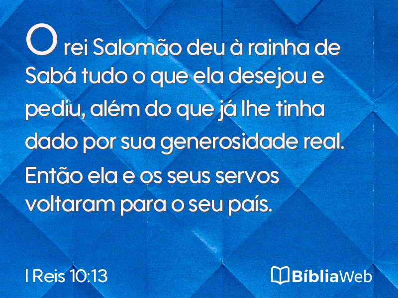 I Reis 10:13 em imagem para compartilhar