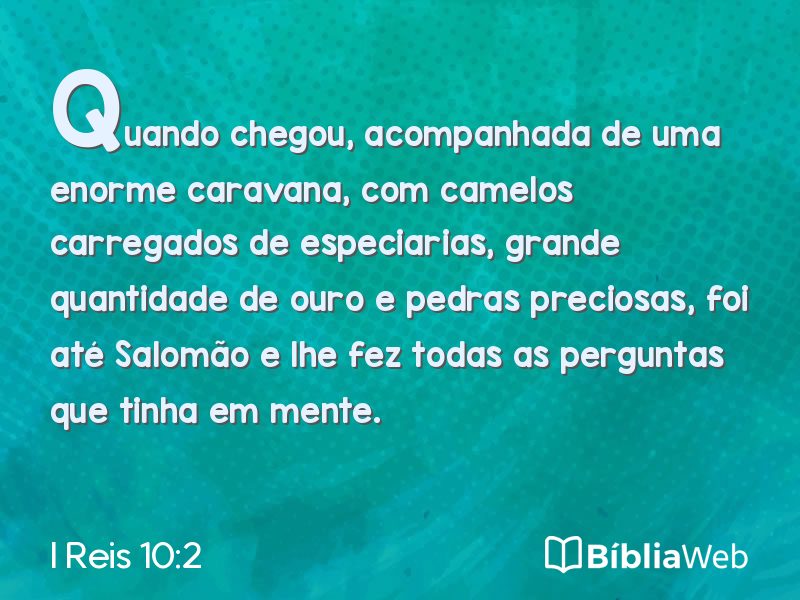 I Reis 10:2 em imagem para compartilhar