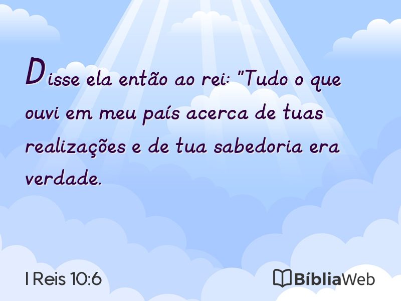 I Reis 10:6 em imagem para compartilhar