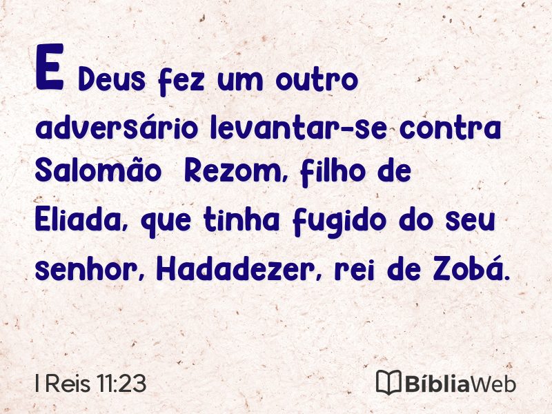 I Reis 11:23 em imagem para compartilhar