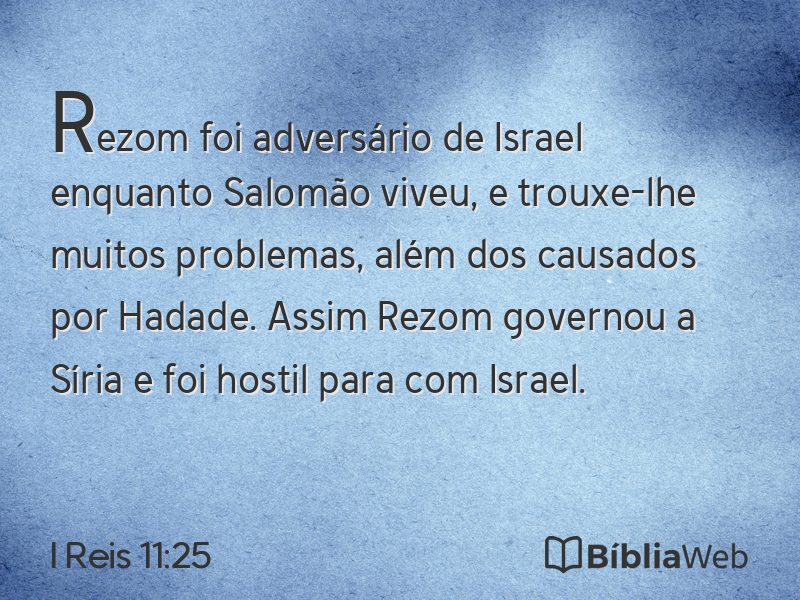 I Reis 11:25 em imagem para compartilhar