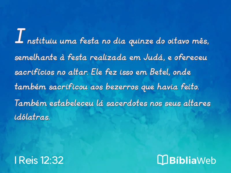 I Reis 12:32 em imagem para compartilhar