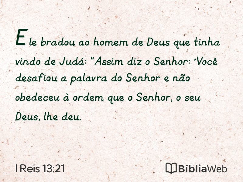I Reis 13:21 em imagem para compartilhar