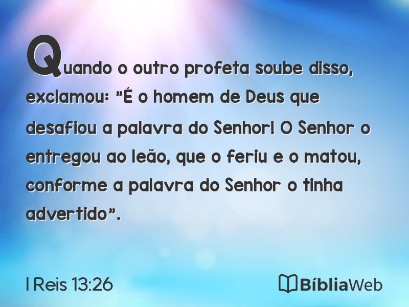 I Reis 13:26 em imagem para compartilhar