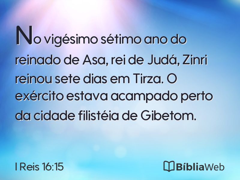I Reis 16:15 em imagem para compartilhar