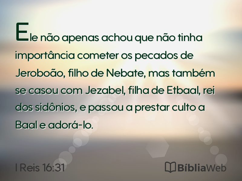 I Reis 16:31 em imagem para compartilhar