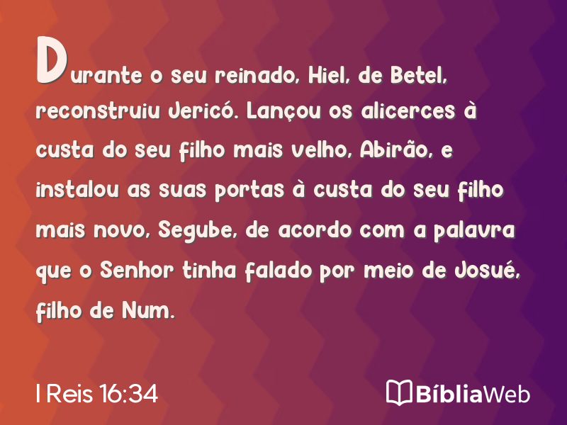 I Reis 16:34 em imagem para compartilhar