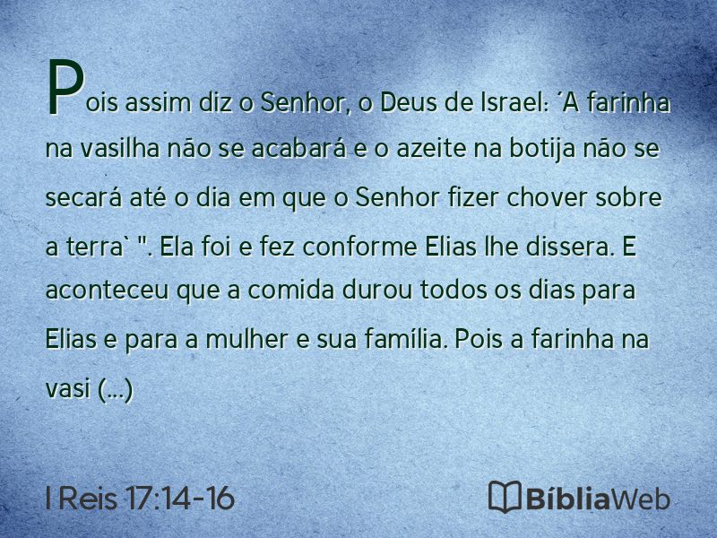 I Reis 17:14-16 em imagem para compartilhar