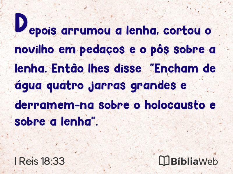 I Reis 18:33 em imagem para compartilhar