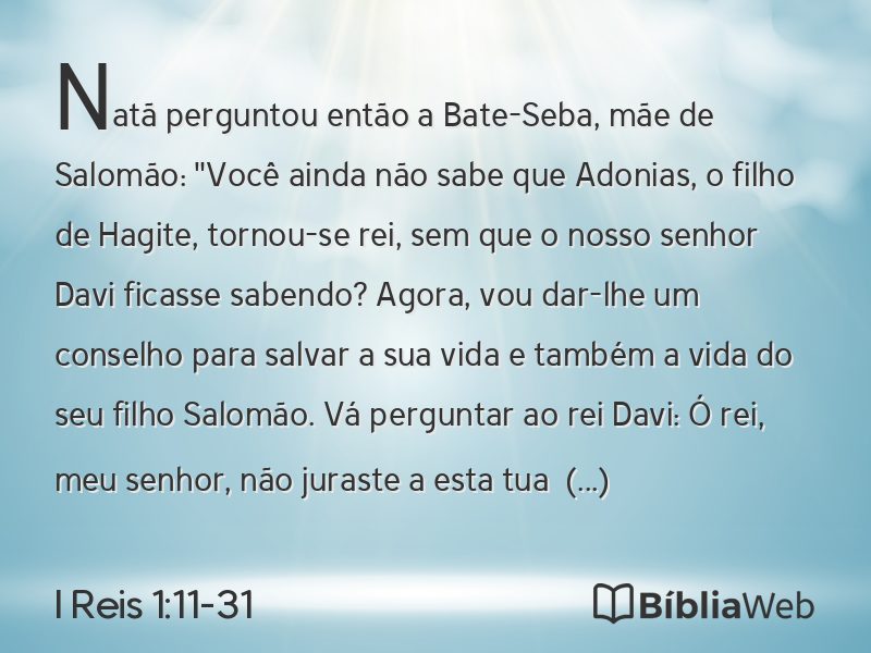 I Reis 1:11-31 em imagem para compartilhar