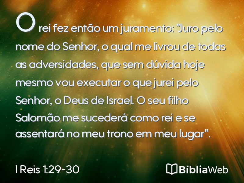 I Reis 1:29-30 em imagem para compartilhar