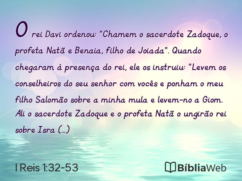 I Reis 1:32-53 em imagem para compartilhar
