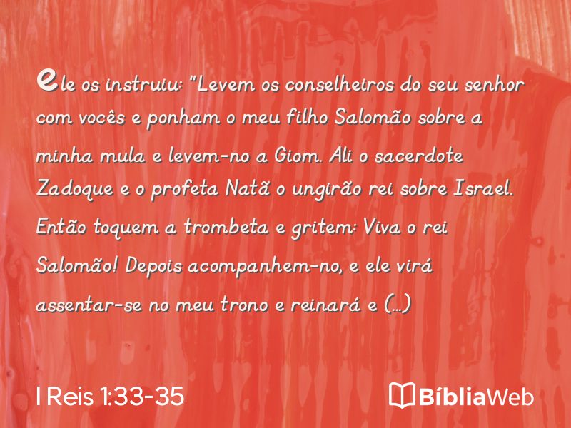 I Reis 1:33-35 em imagem para compartilhar