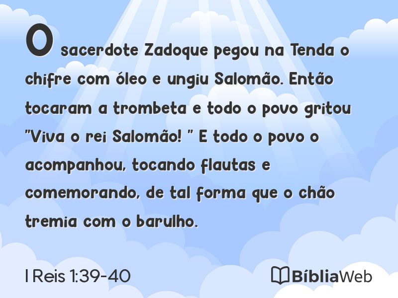 I Reis 1:39-40 em imagem para compartilhar