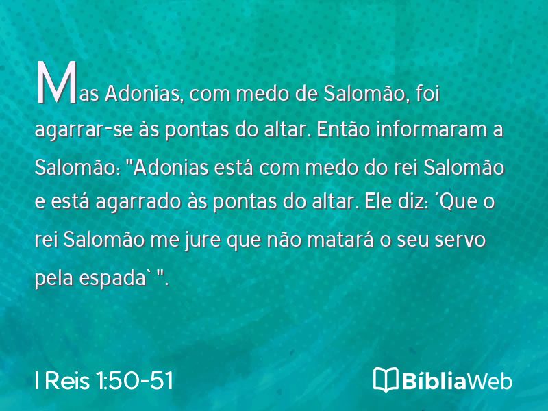 I Reis 1:50-51 em imagem para compartilhar