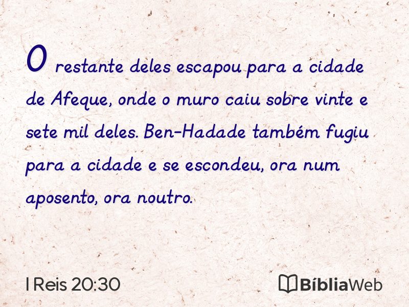 I Reis 20:30 em imagem para compartilhar
