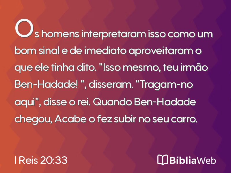 I Reis 20:33 em imagem para compartilhar