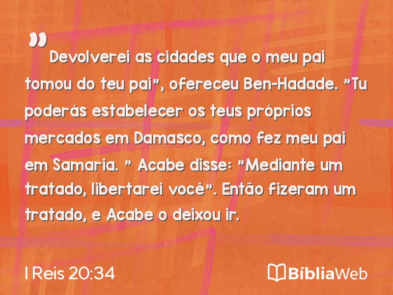 I Reis 20:34 em imagem para compartilhar