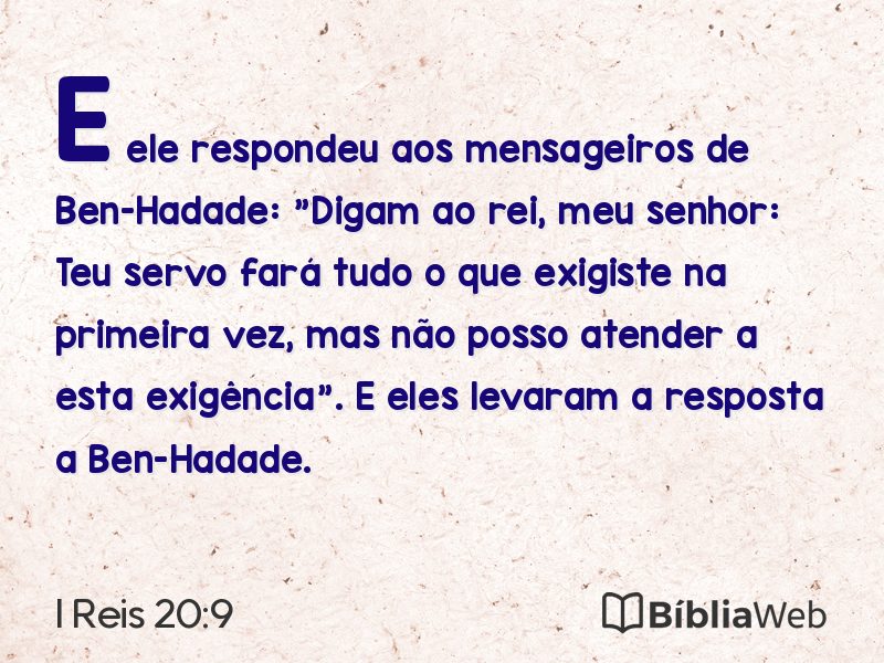 I Reis 20:9 em imagem para compartilhar
