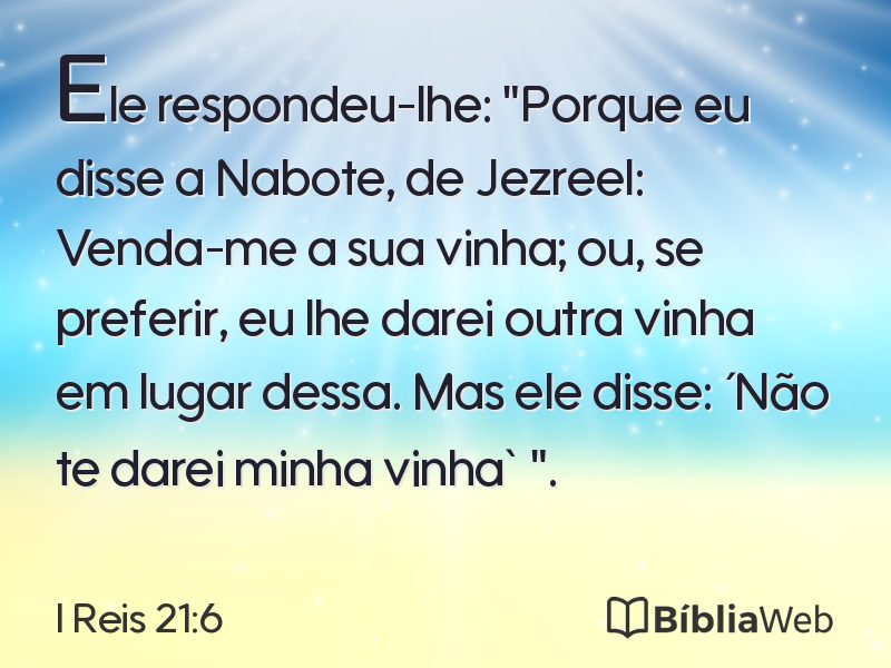 I Reis 21:6 em imagem para compartilhar