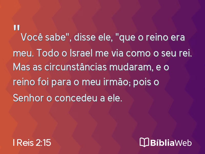 I Reis 2:15 em imagem para compartilhar