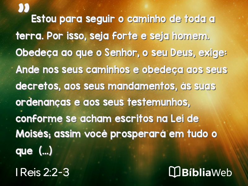 I Reis 2:2-3 em imagem para compartilhar