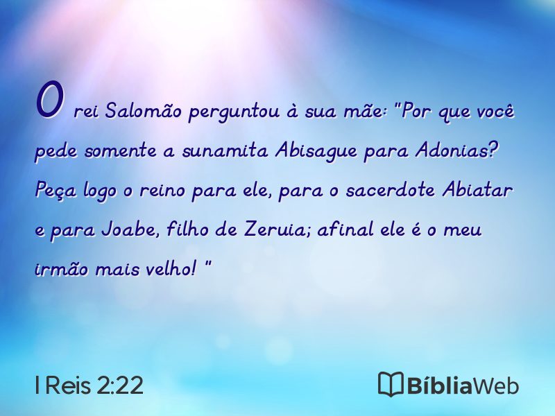 I Reis 2:22 em imagem para compartilhar