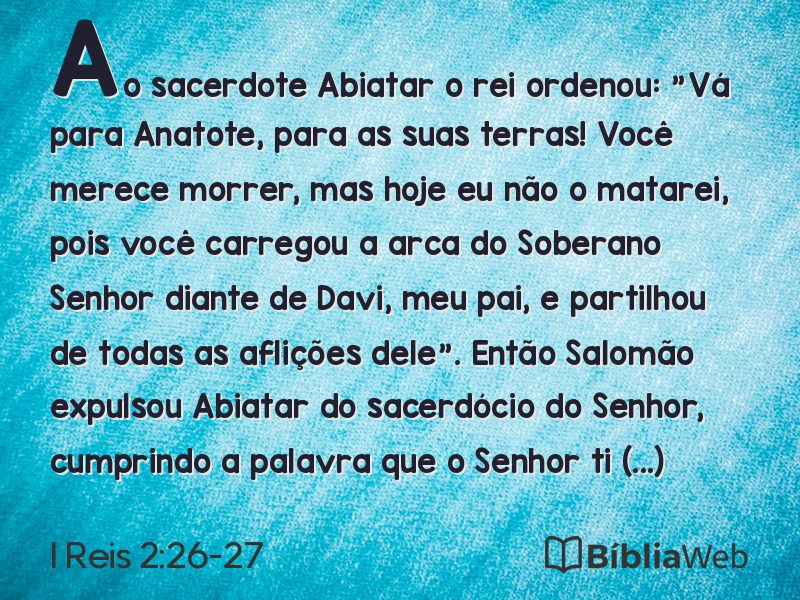 I Reis 2:26-27 em imagem para compartilhar