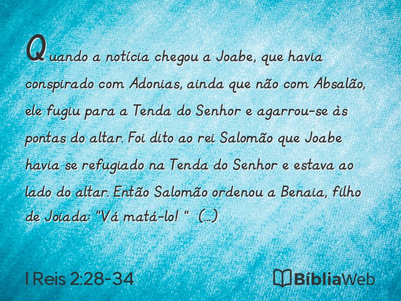 I Reis 2:28-34 em imagem para compartilhar