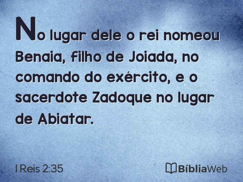 I Reis 2:35 em imagem para compartilhar