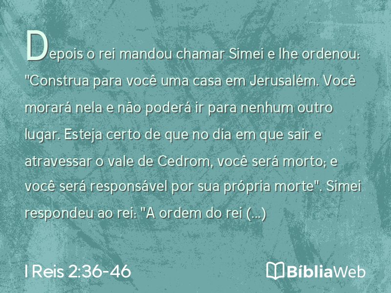I Reis 2:36-46 em imagem para compartilhar