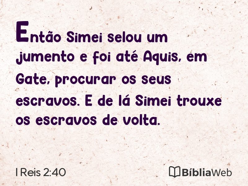 I Reis 2:40 em imagem para compartilhar