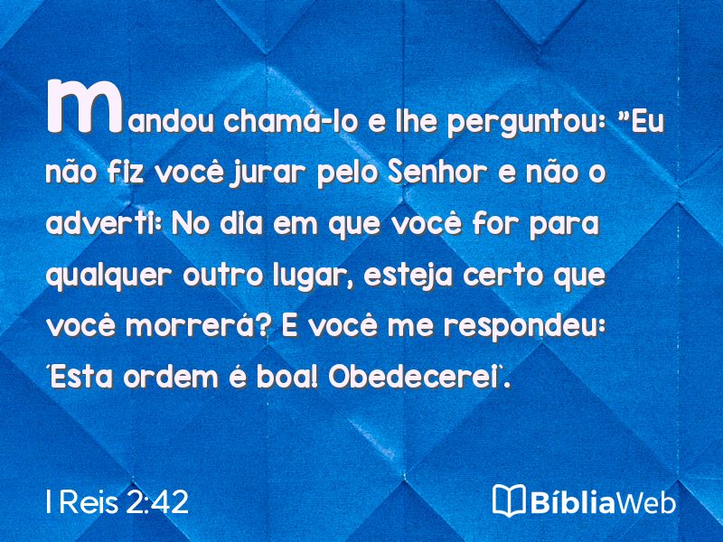 I Reis 2:42 em imagem para compartilhar