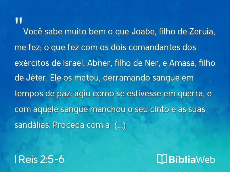 I Reis 2:5-6 em imagem para compartilhar
