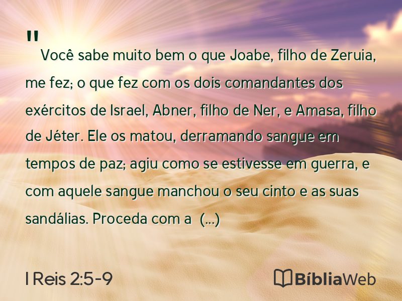 I Reis 2:5-9 em imagem para compartilhar