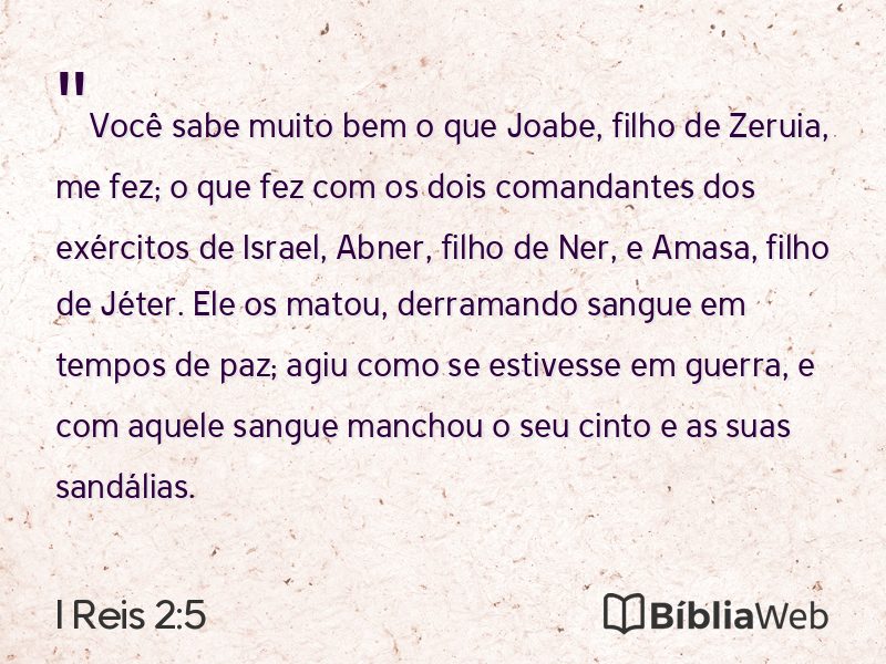 I Reis 2:5 em imagem para compartilhar