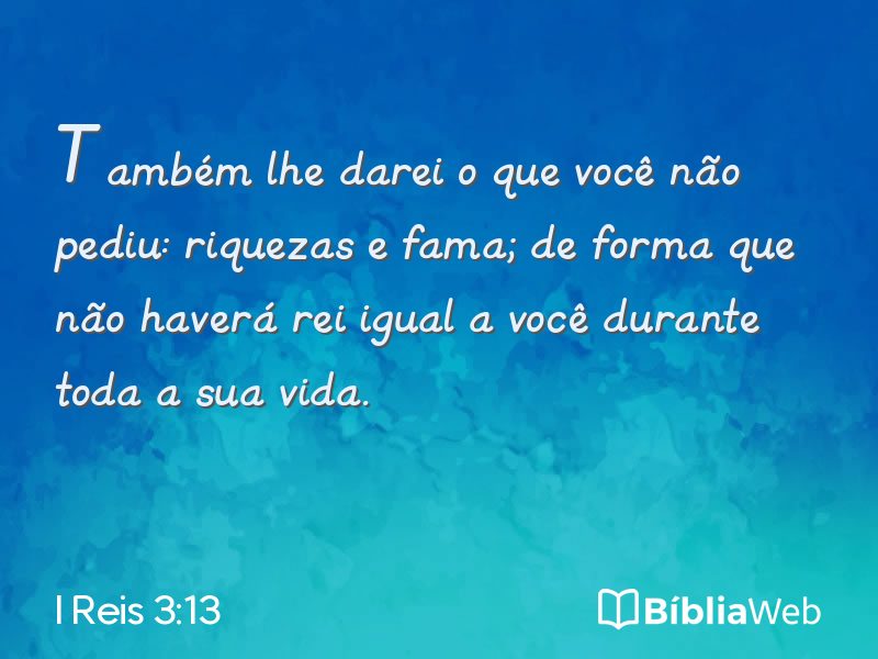 I Reis 3:13 em imagem para compartilhar