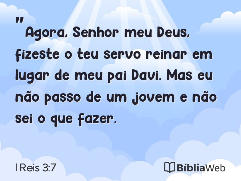 I Reis 3:7 em imagem para compartilhar