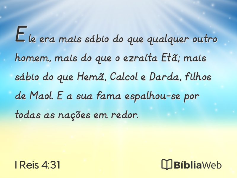 I Reis 4:31 em imagem para compartilhar
