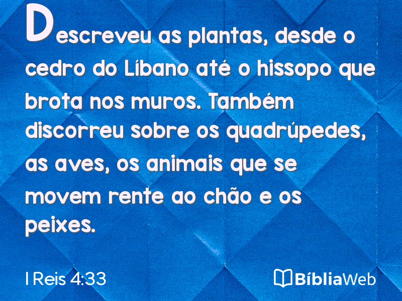 I Reis 4:33 em imagem para compartilhar