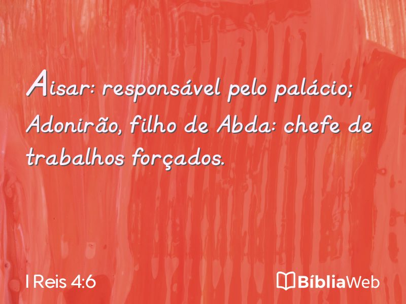 I Reis 4:6 em imagem para compartilhar